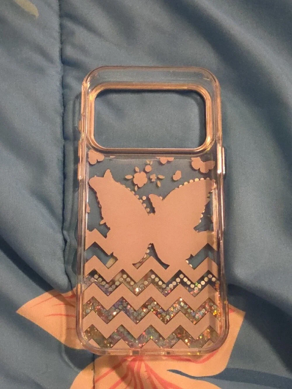 Purple Butterfly Glitter Clear Phone Case Iphone 17 Pro Max